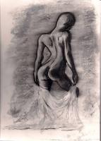 Nudes - Nude With Sheet - Charcoal